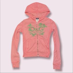 Dolce and Gabbana pink graphic zip up hoodie top